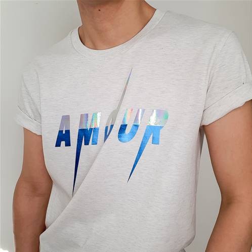 Tee shirt - AMOUR - Métallic Blue, Rainbow