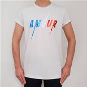 Tee shirt - AMOUR - Métallic blue, red, white 3D