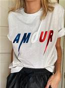 Tee shirt - AMOUR - Métallic blue, red, white 3D