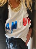 Tee shirt - AMOUR - Métallic blue, red, white 3D