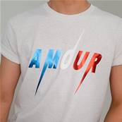 Tee shirt - AMOUR - Métallic blue, red, white 3D