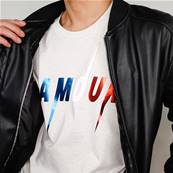 Tee shirt - AMOUR - Métallic blue, red, white 3D